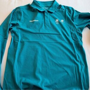 Milano Cortina 2026 Men’s Volunteer Salomon Teal Polo Shirt.